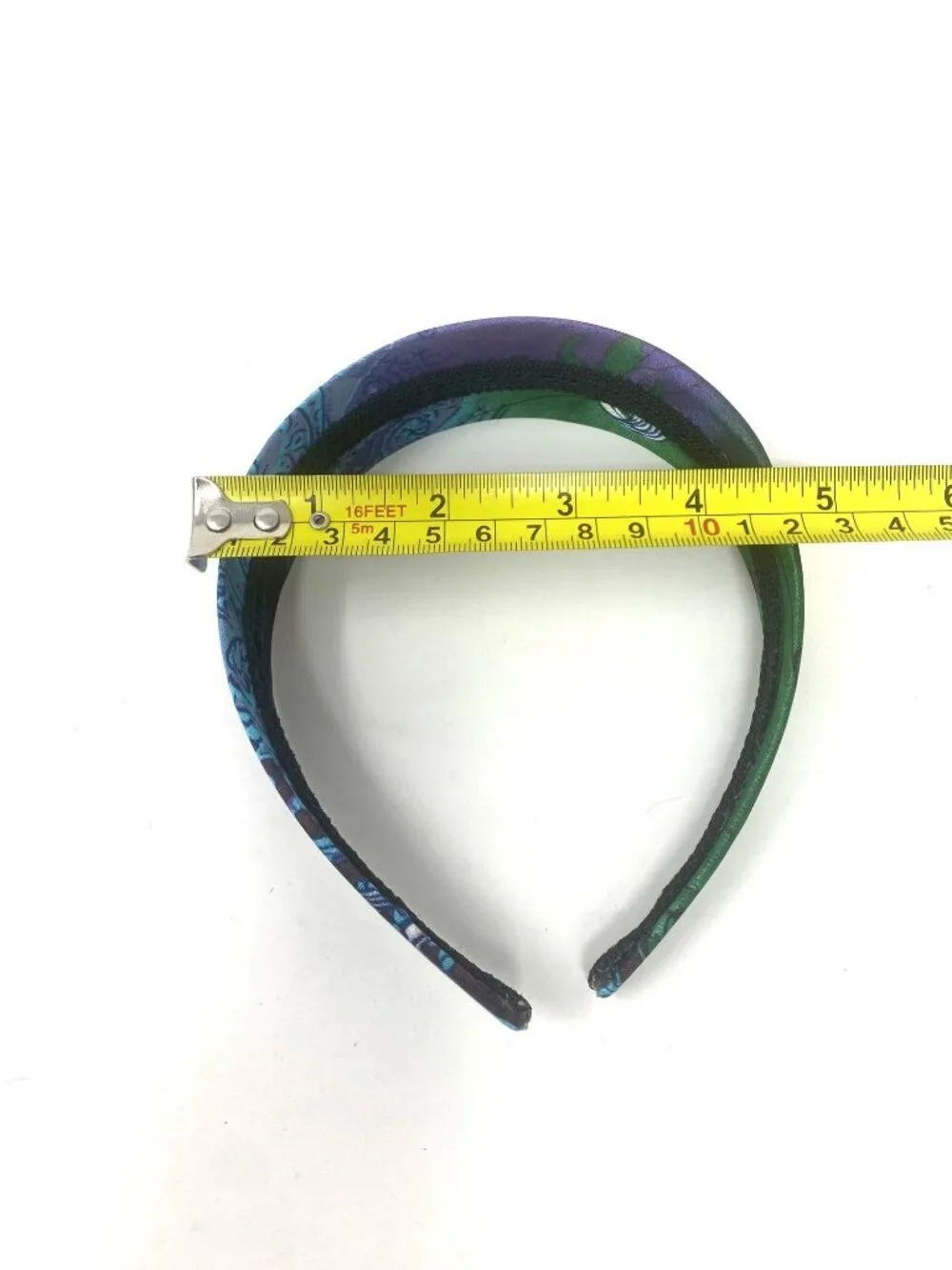 Kids Teen Fabric Iridescent Headband Paisley Blue Green Print